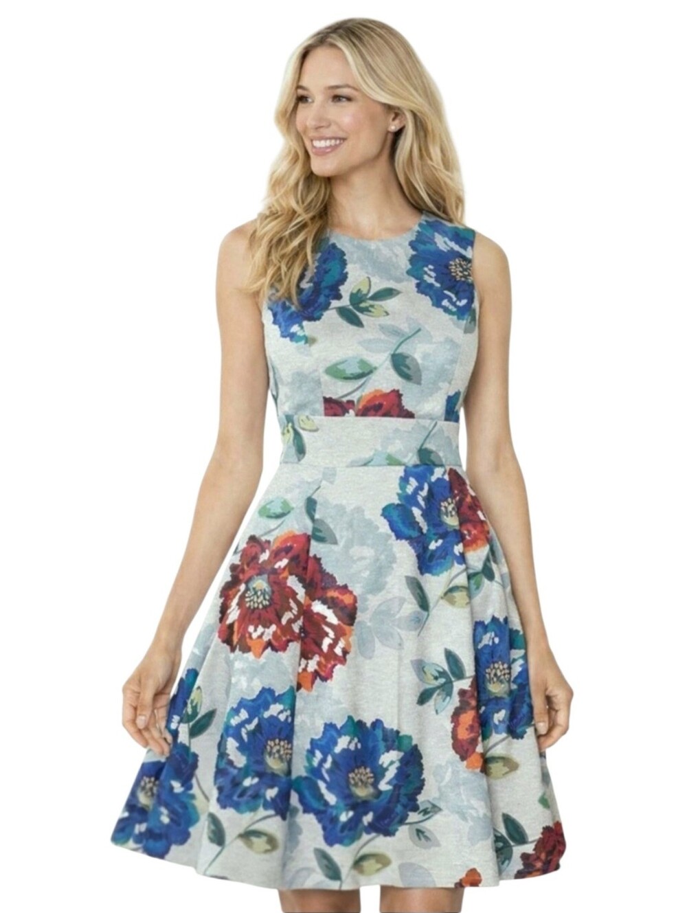 Calvin Klein Floral Fit-and-Flare Sleeveless Cocktail Cottagecore Dress Sz 2